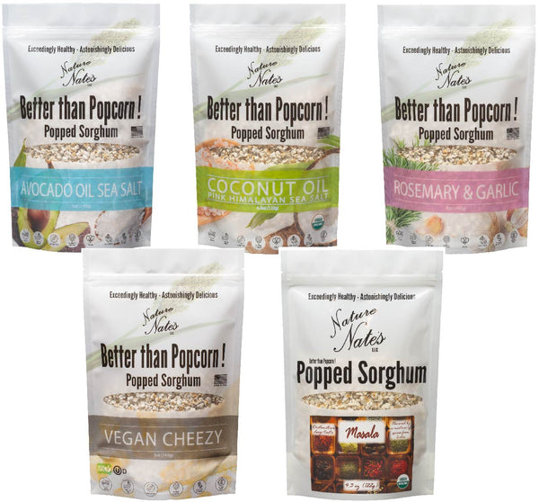 
  Discover Popped Sorghum Vegan Variety 5-Pack – Nature Nate's LLC
