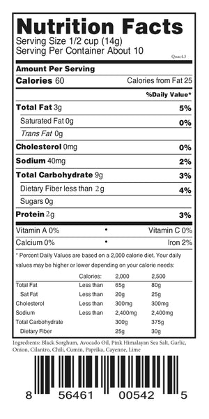 Snack-ORAC Black Popped Sorghum Spicy Guacamole