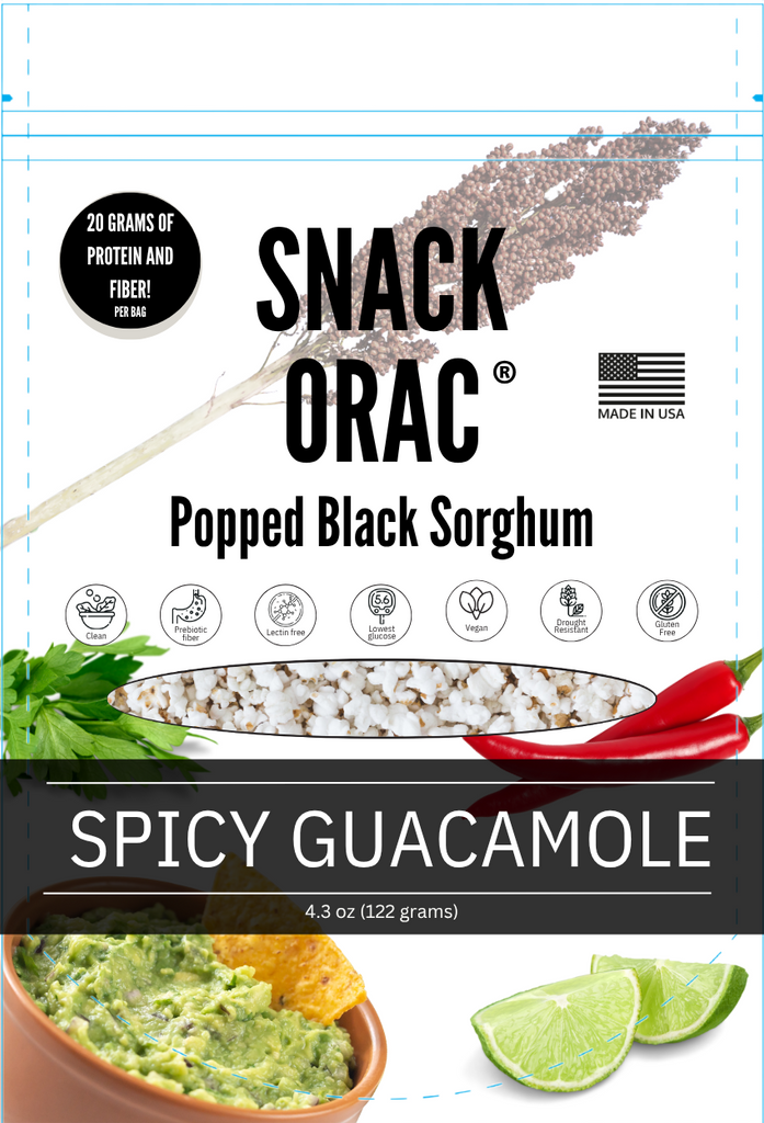 Snack-ORAC Black Popped Sorghum Spicy Guacamole