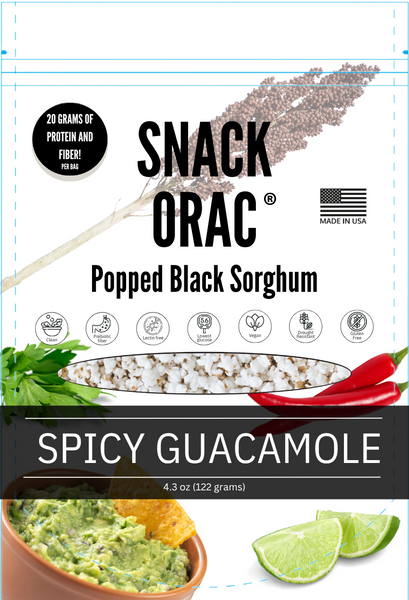 Snack-ORAC Black Popped Sorghum Spicy Guacamole