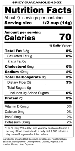 Snack-ORAC Black Popped Sorghum Spicy Guacamole