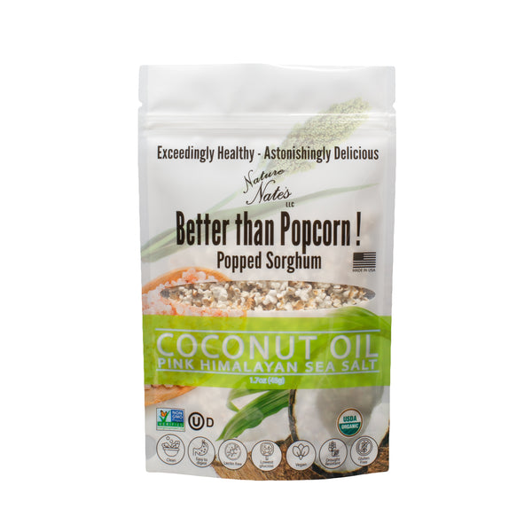 Organic Popped Sorghum Coconut Oil Pink Himalayan Sea Salt
